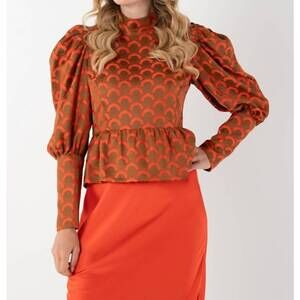 NEW EMILY MCCARTHY zoe puff sleeve top in tangerine mod